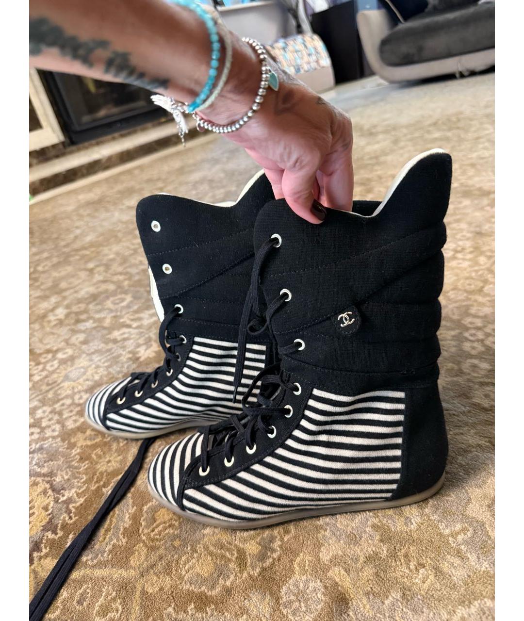 CHANEL Черные текстильные полусапоги, фото 2