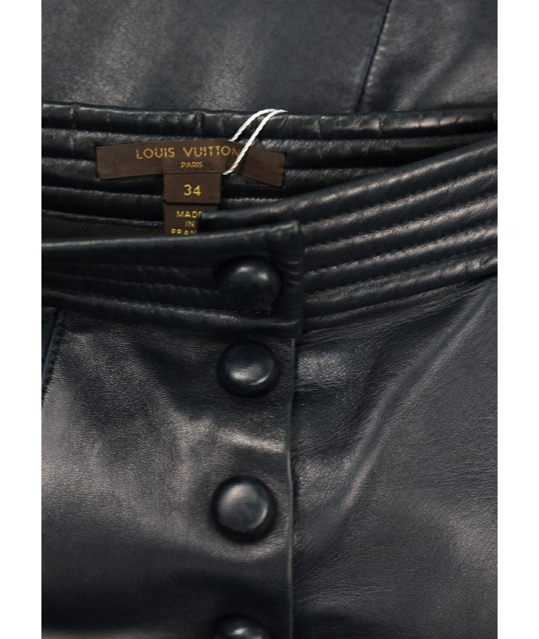 LOUIS VUITTON Синяя кожаная юбка мини, фото 5