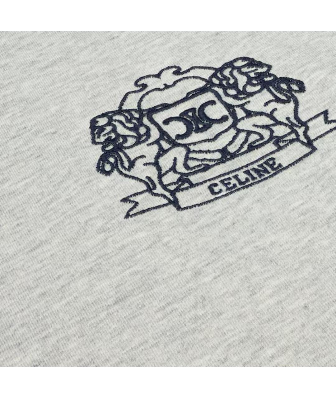 CELINE Серая хлопковая футболка, фото 4