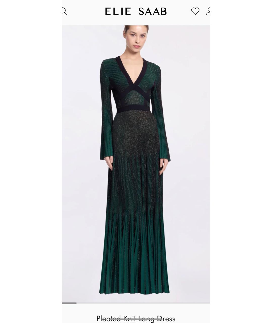 ELIE SAAB Зеленые шерстяное вечернее платье, фото 2