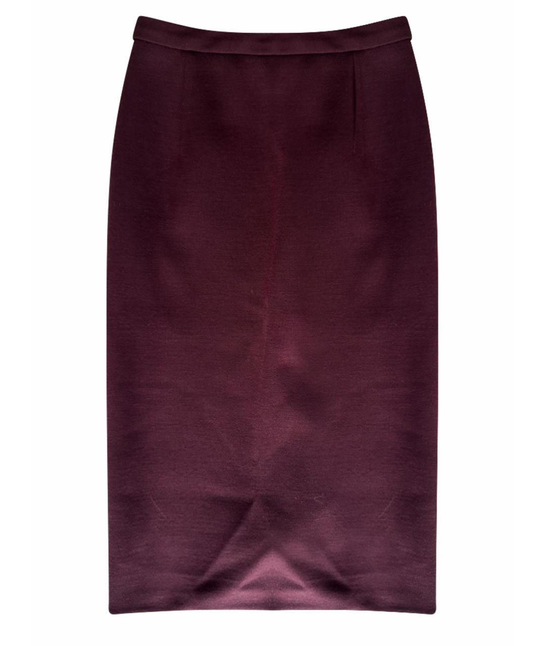 CHRISTIAN DIOR Бордовая шерстяная юбка миди, фото 1