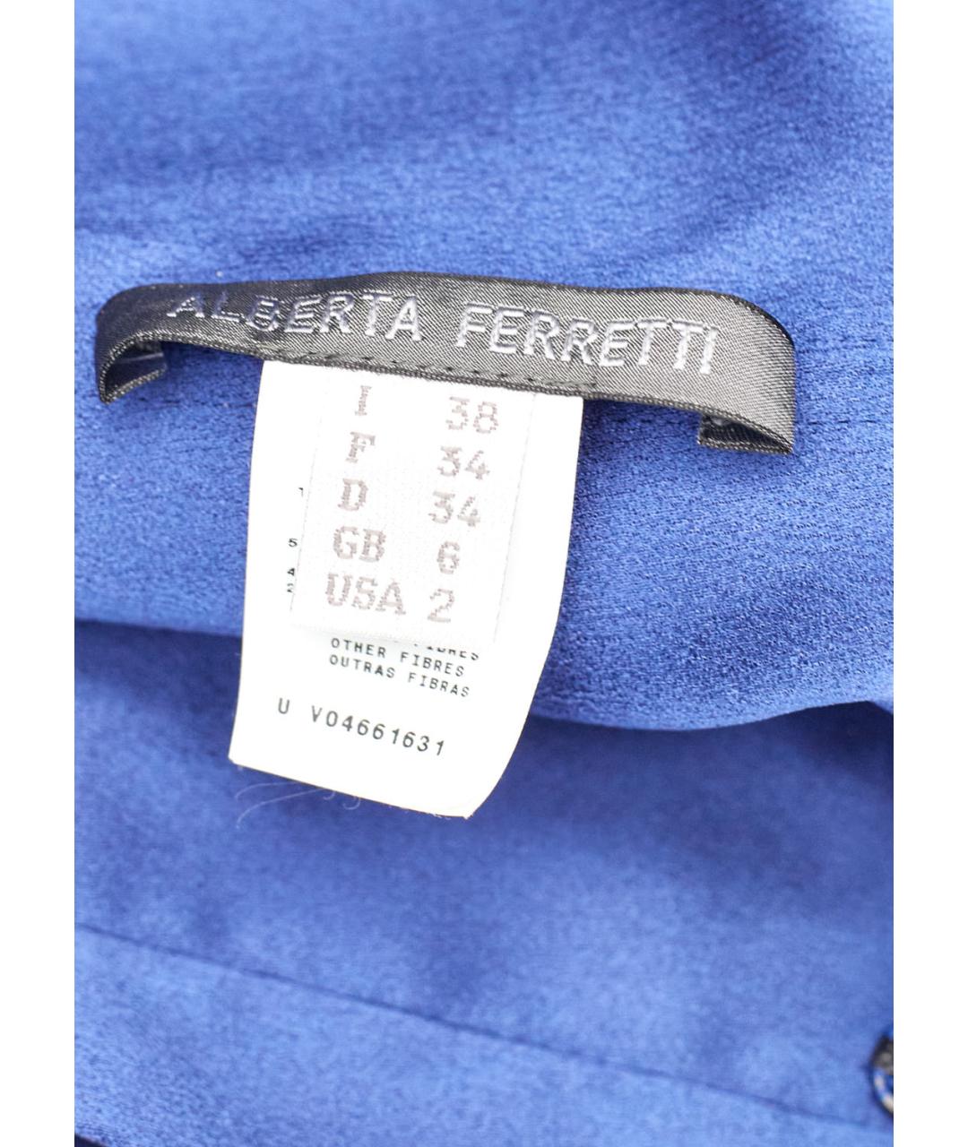 ALBERTA FERRETTI Синее ацетатное вечернее платье, фото 5