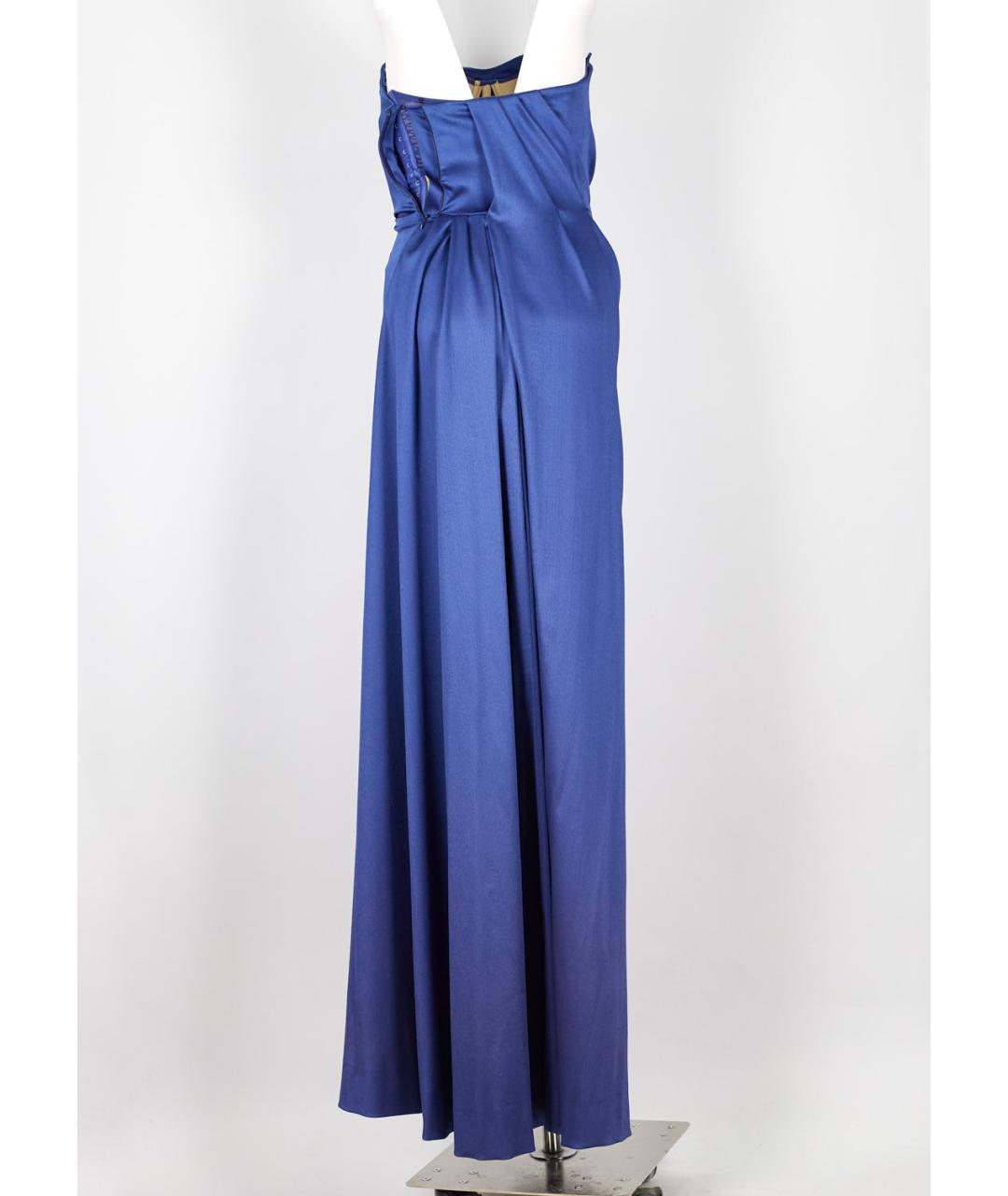 ALBERTA FERRETTI Синее ацетатное вечернее платье, фото 4