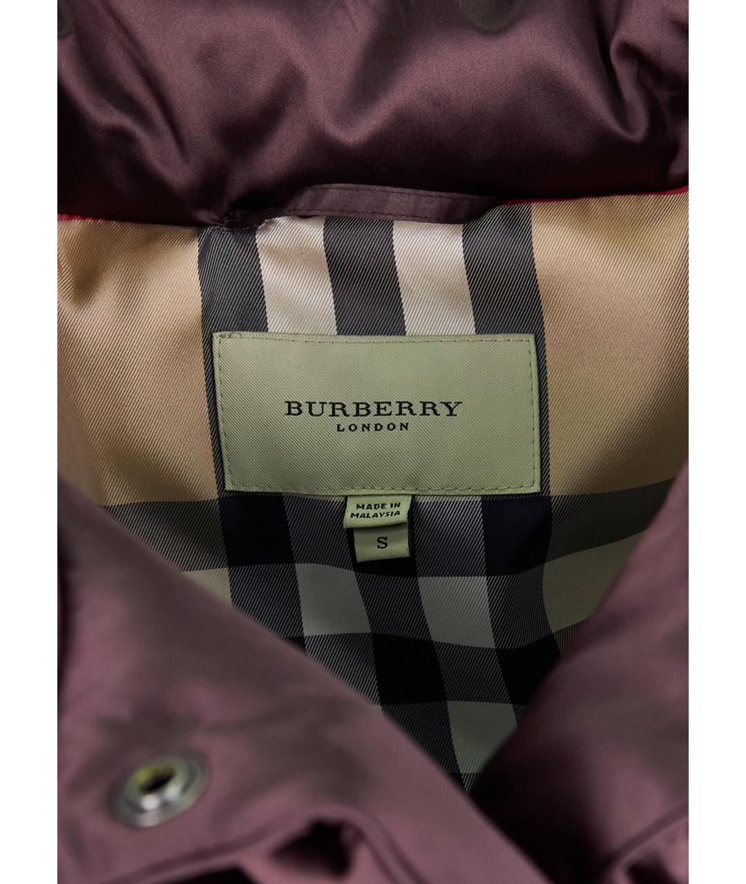 BURBERRY Бордовый полиамидовый пуховик, фото 4