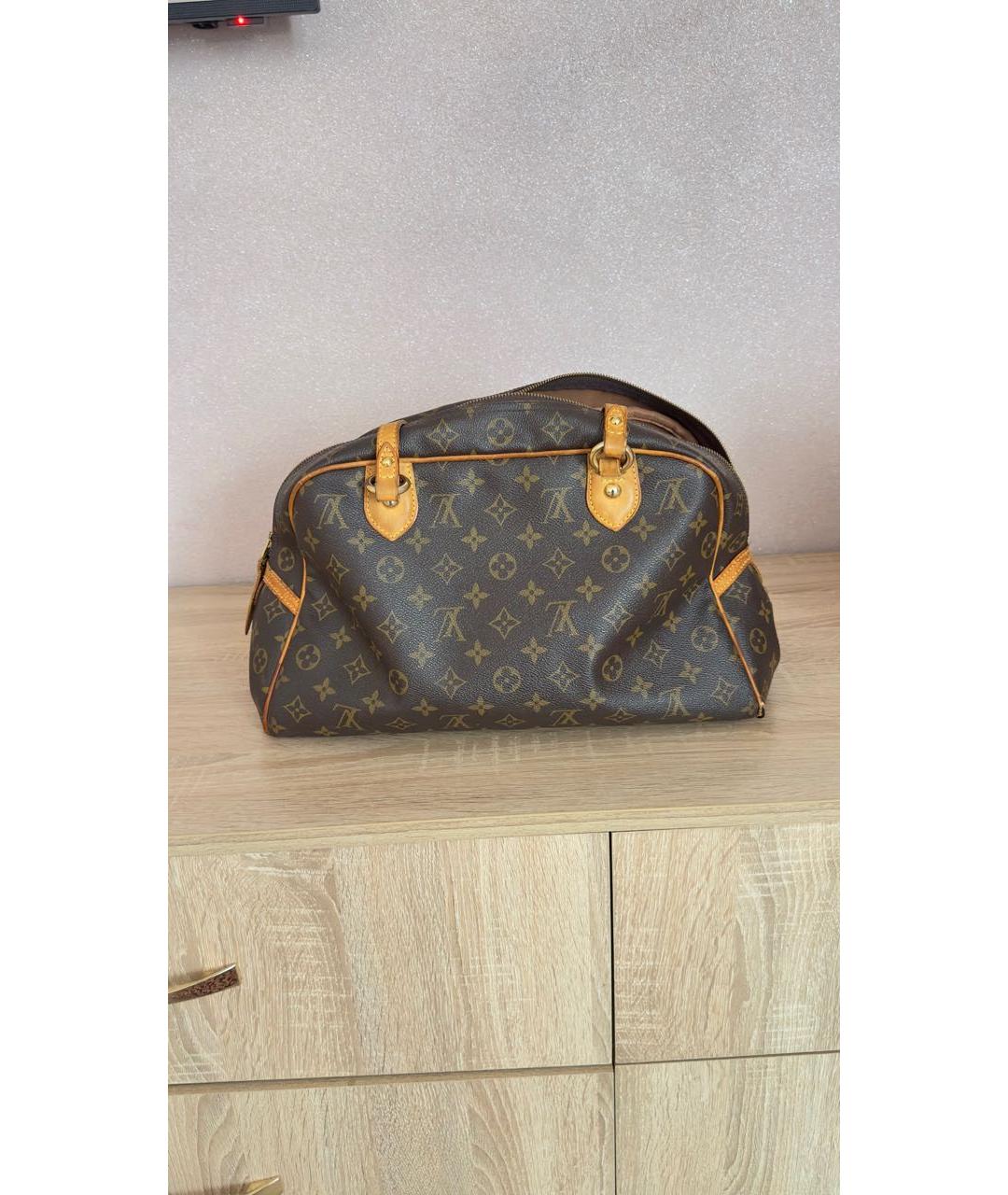 LOUIS VUITTON Коричневая кожаная сумка тоут, фото 8
