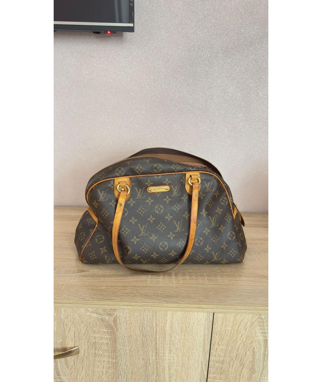 LOUIS VUITTON Коричневая кожаная сумка тоут, фото 9
