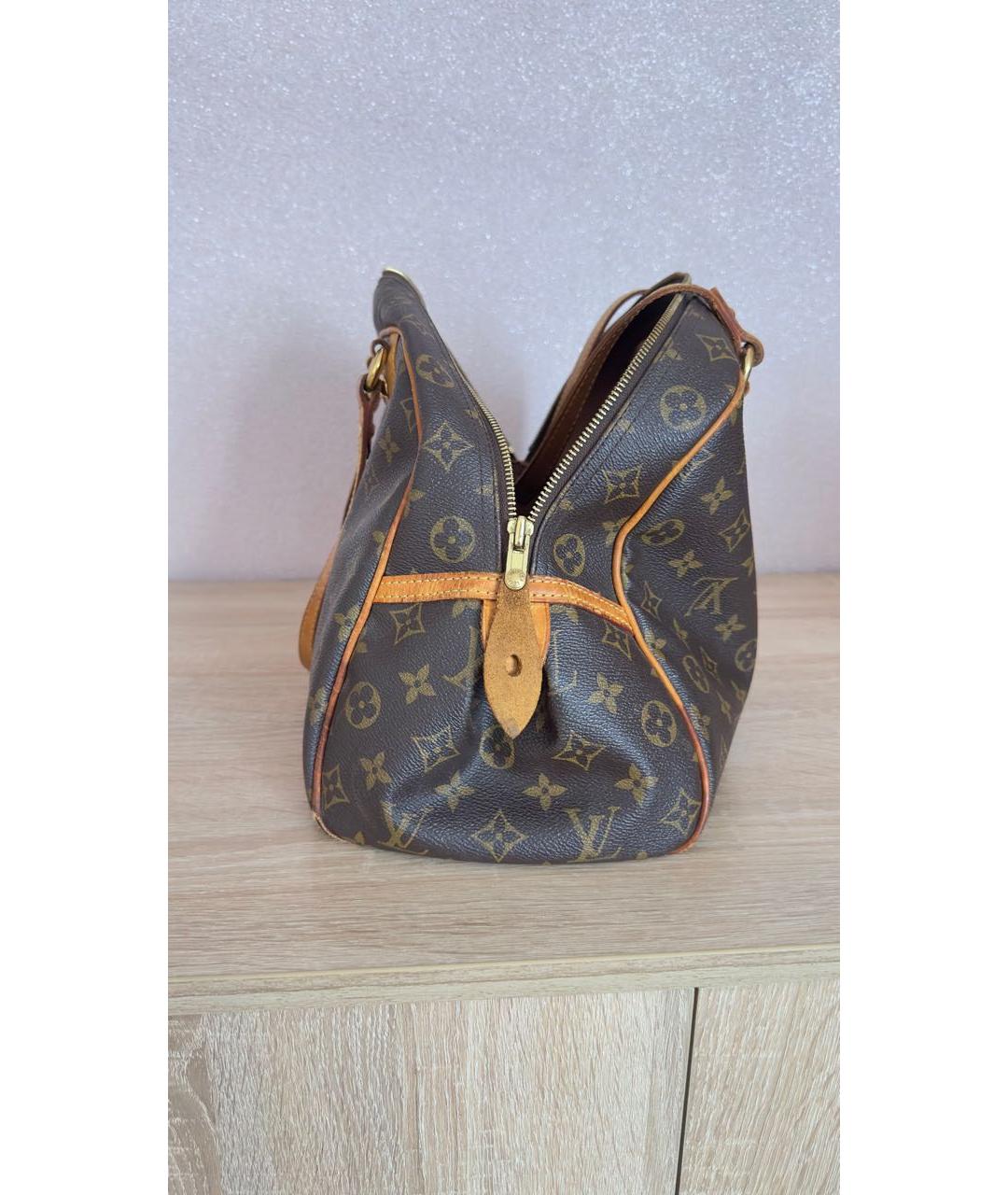 LOUIS VUITTON Коричневая кожаная сумка тоут, фото 5