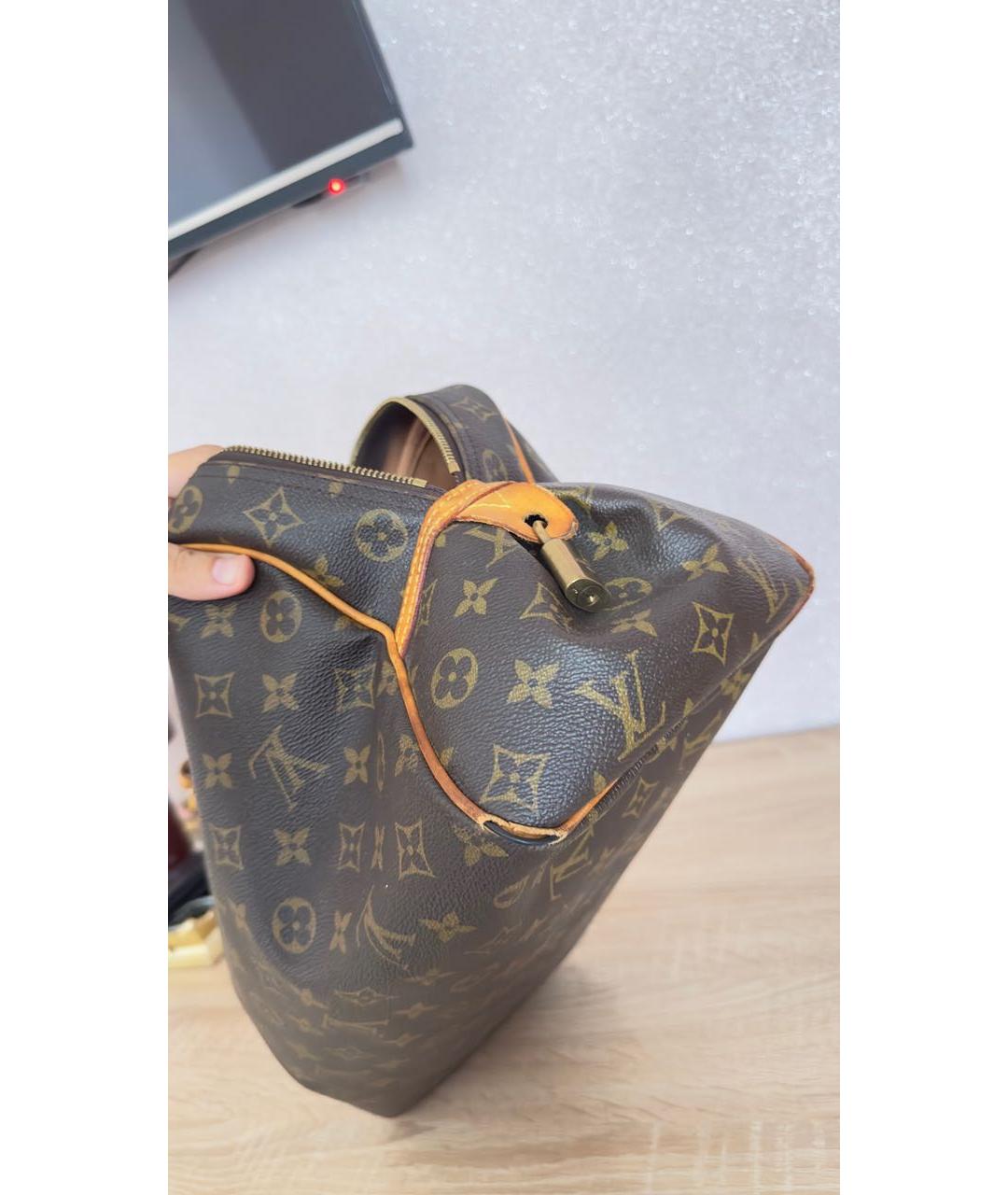 LOUIS VUITTON Коричневая кожаная сумка тоут, фото 7