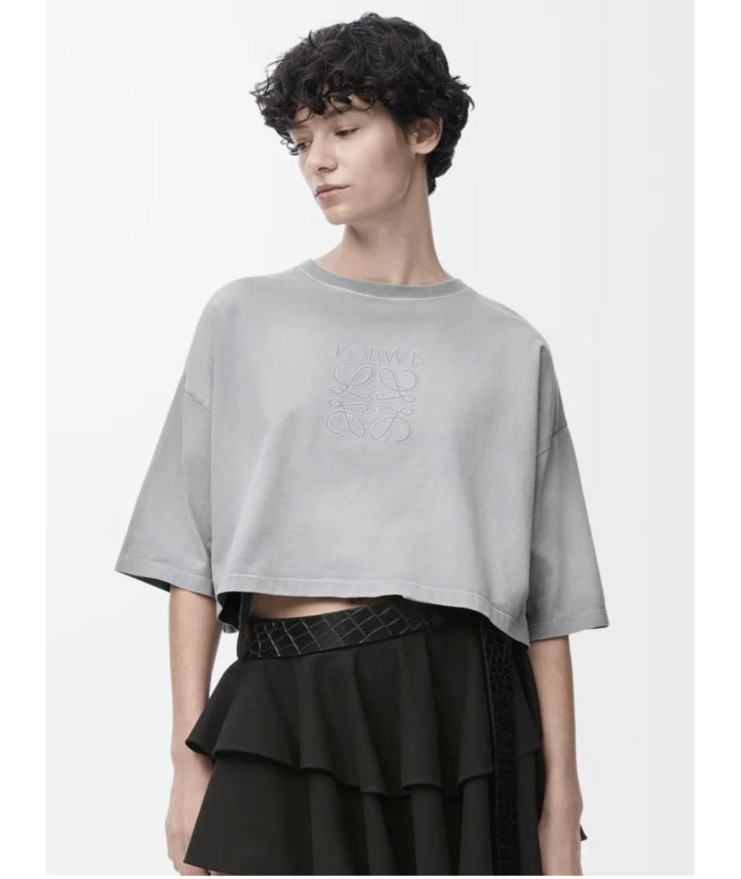 LOEWE Серая хлопковая футболка, фото 4