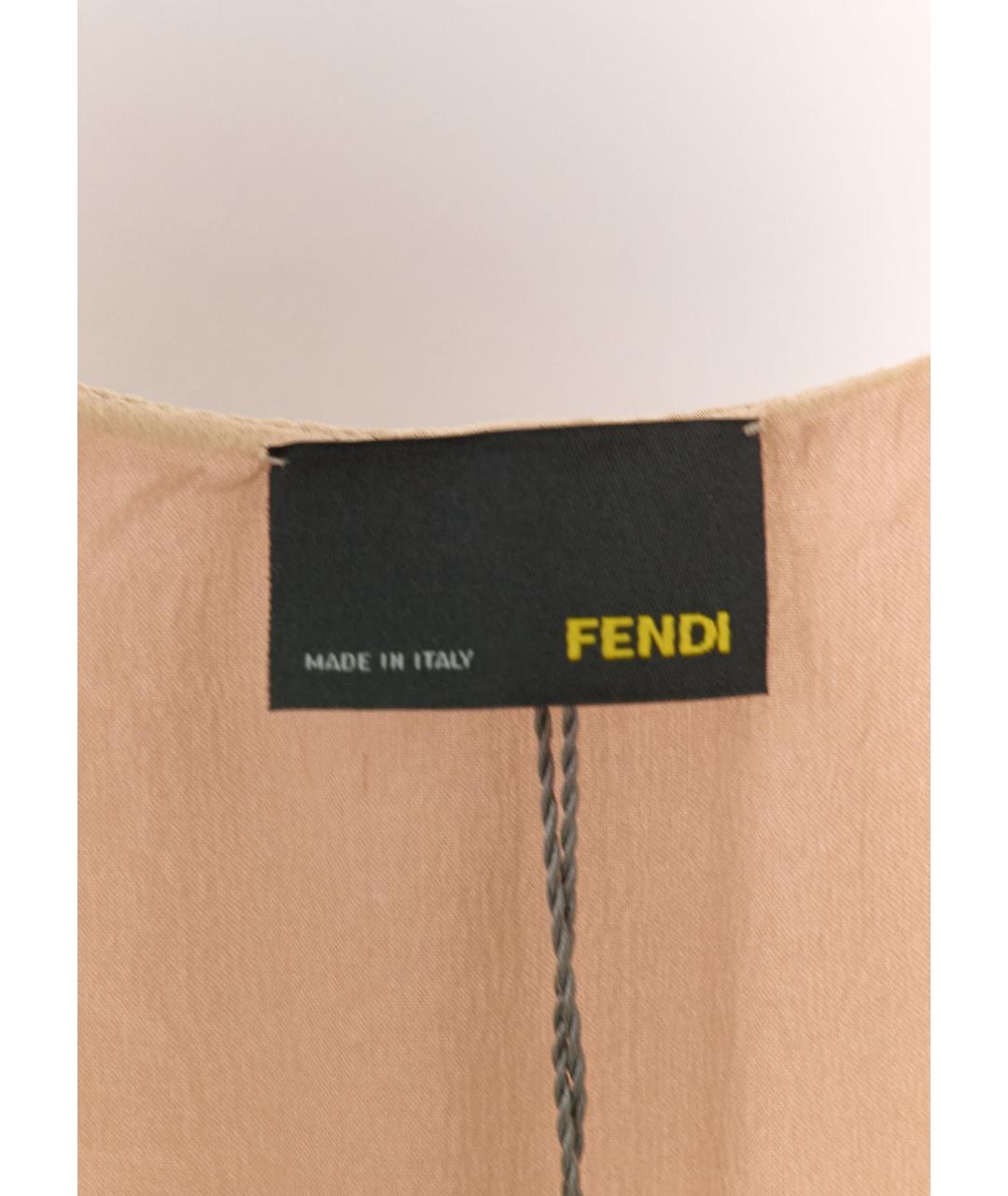 FENDI Бежевое шелковое повседневное платье, фото 4