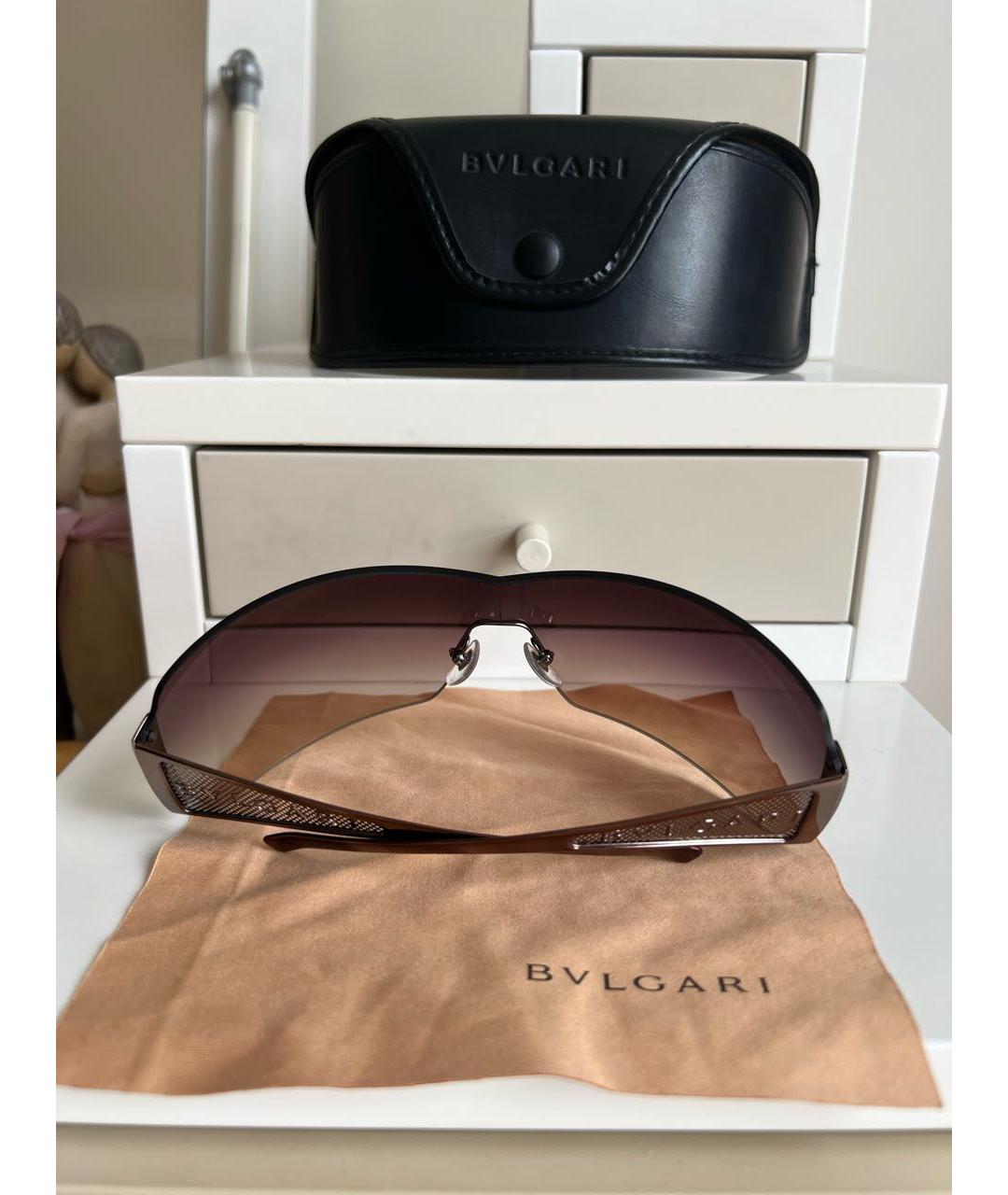 BVLGARI Коричневые пластиковые солнцезащитные очки, фото 5
