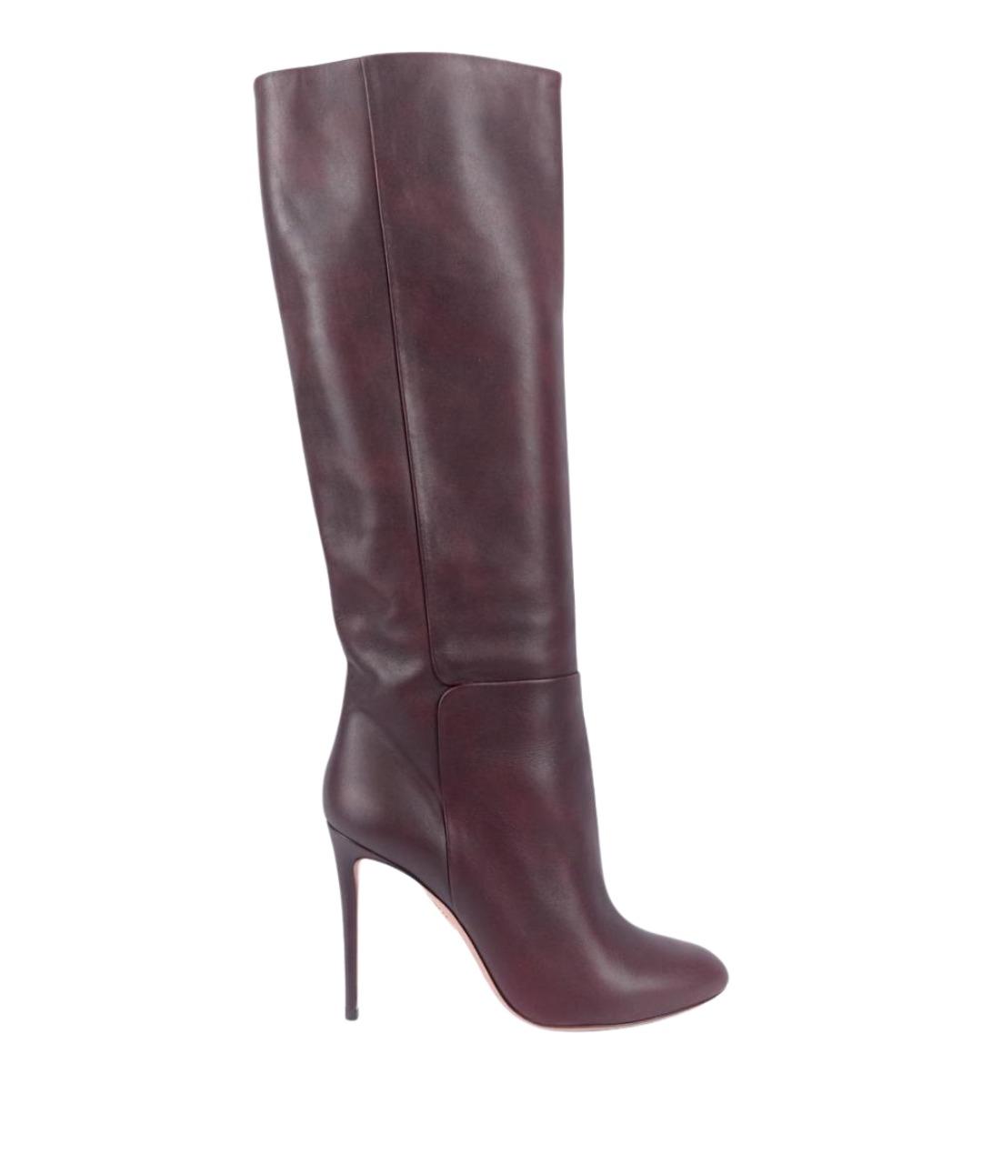 AQUAZZURA Бордовые кожаные сапоги, фото 1