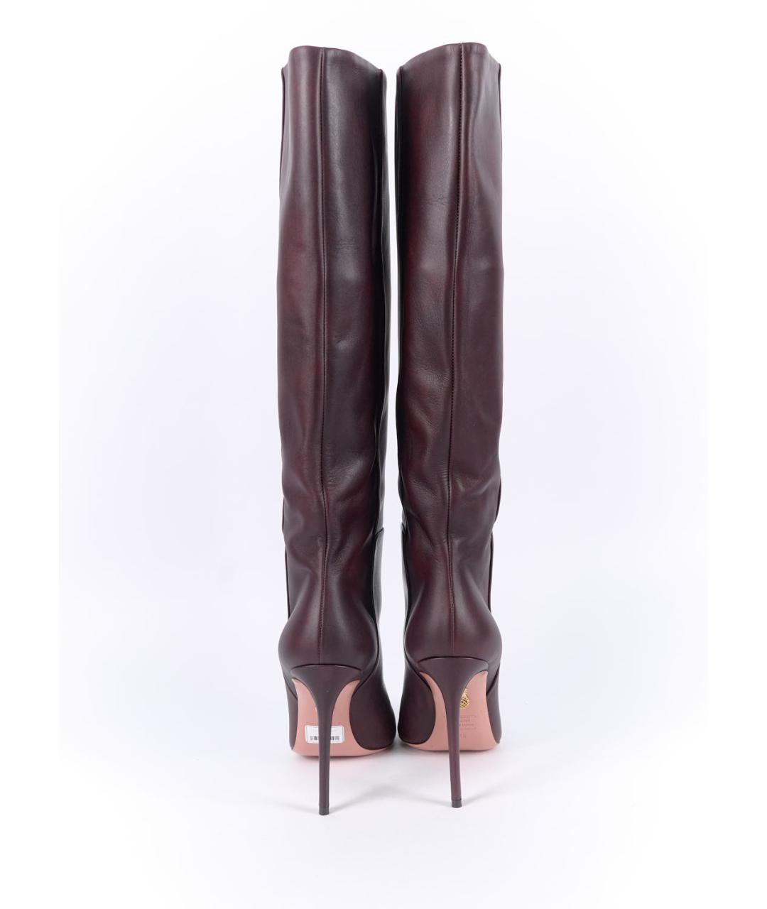 AQUAZZURA Бордовые кожаные сапоги, фото 4