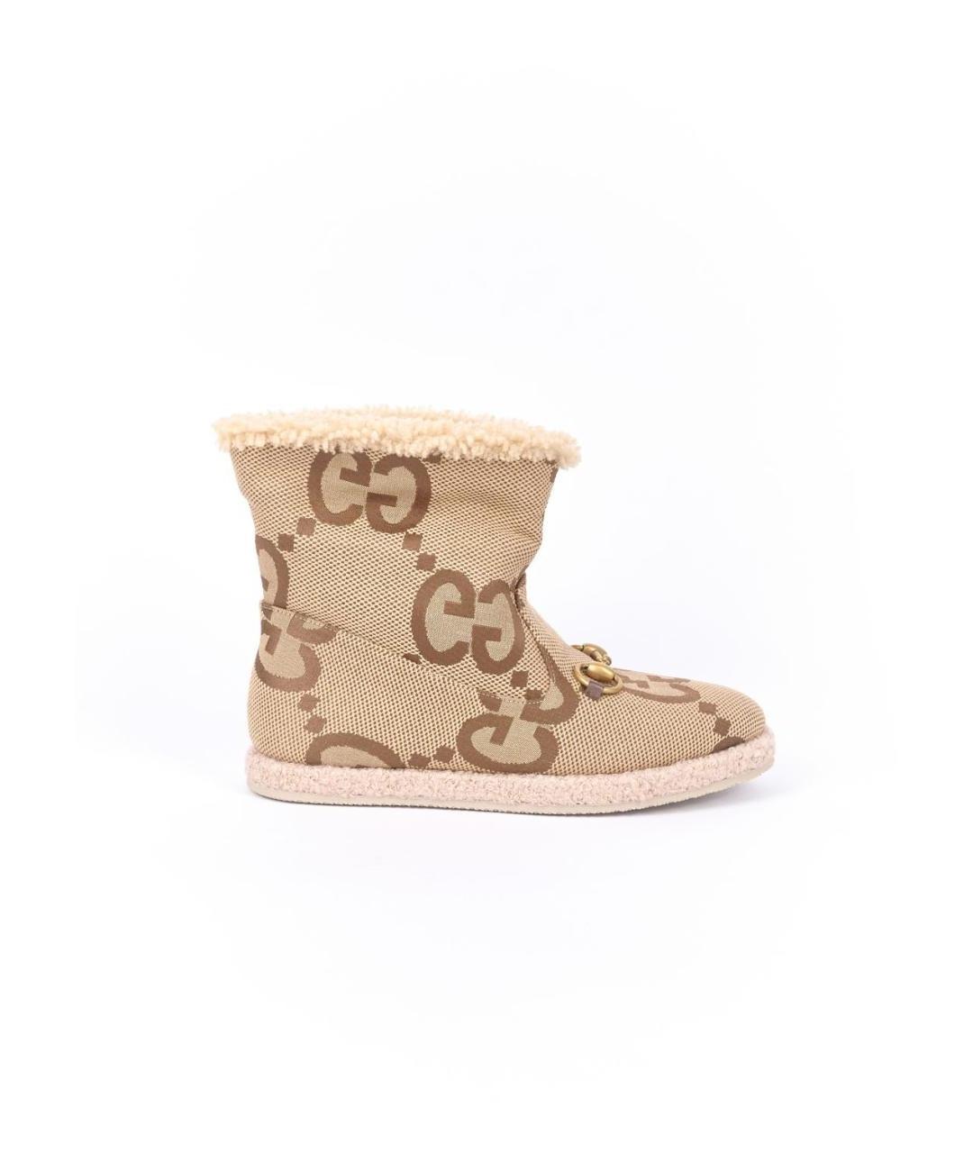 GUCCI Бежевые текстильные полусапоги, фото 1