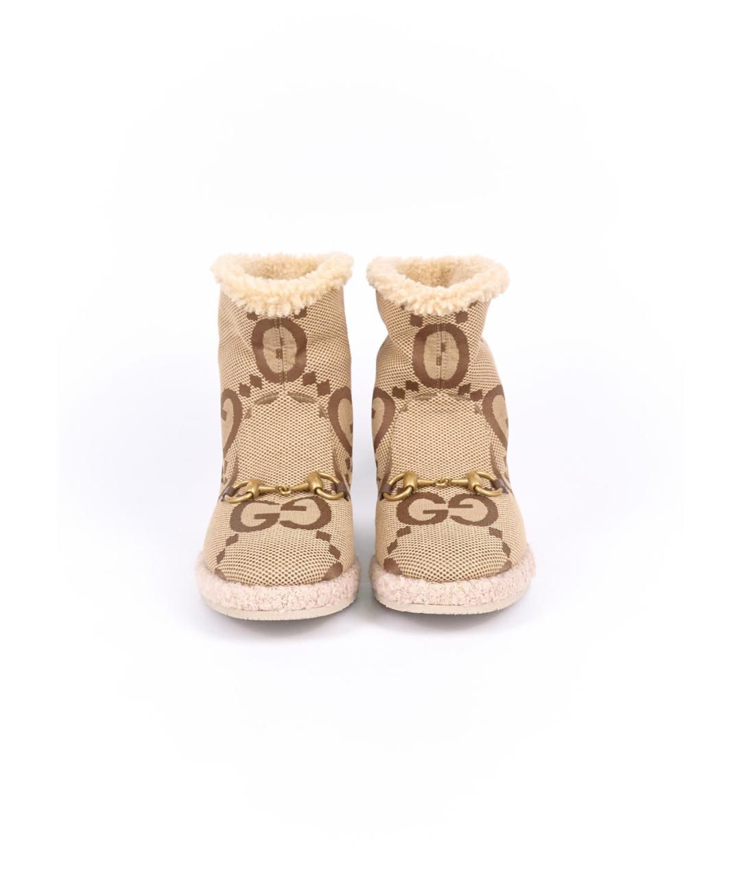 GUCCI Бежевые текстильные полусапоги, фото 3