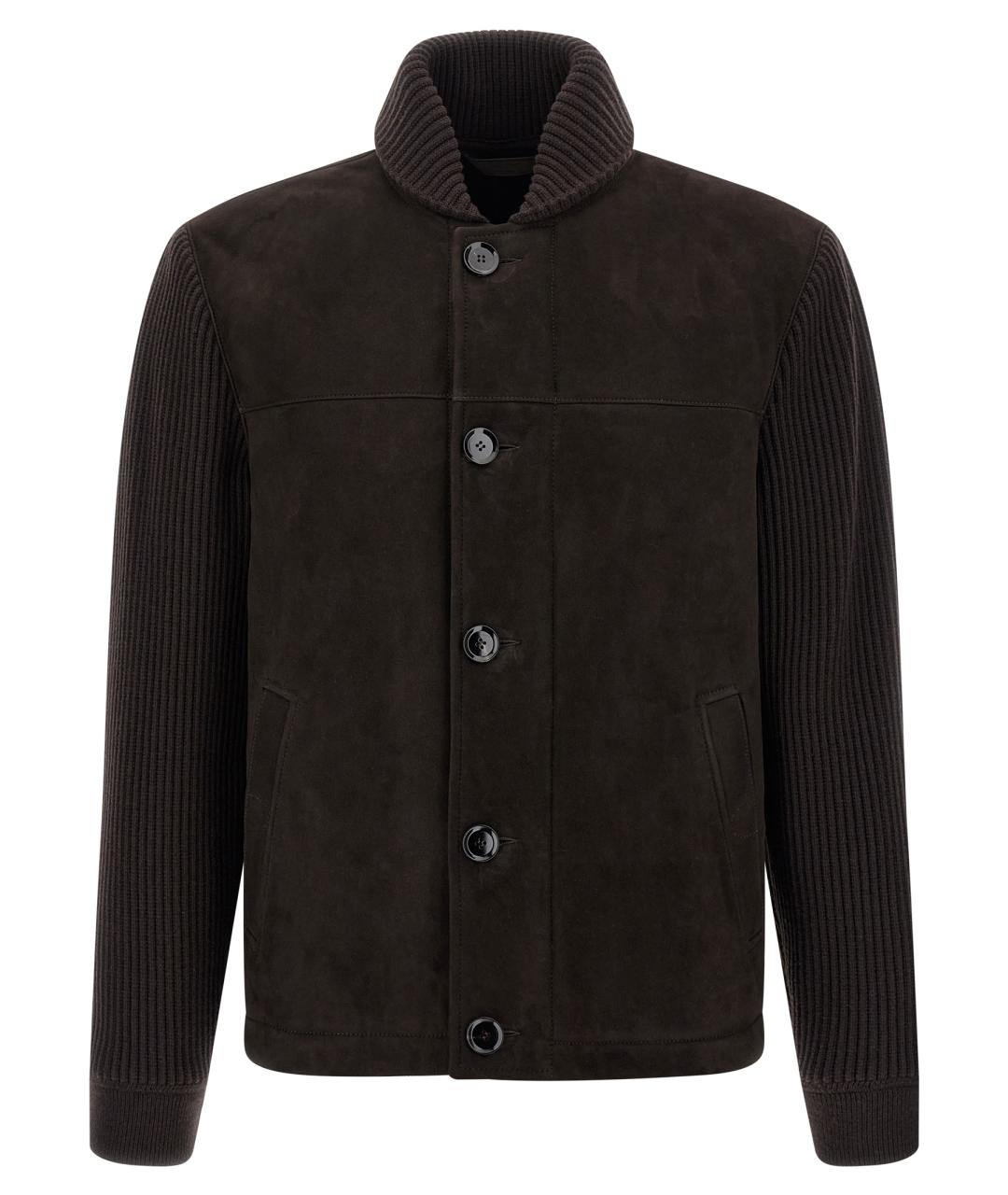 BRIONI Коричневая кожаная куртка, фото 1