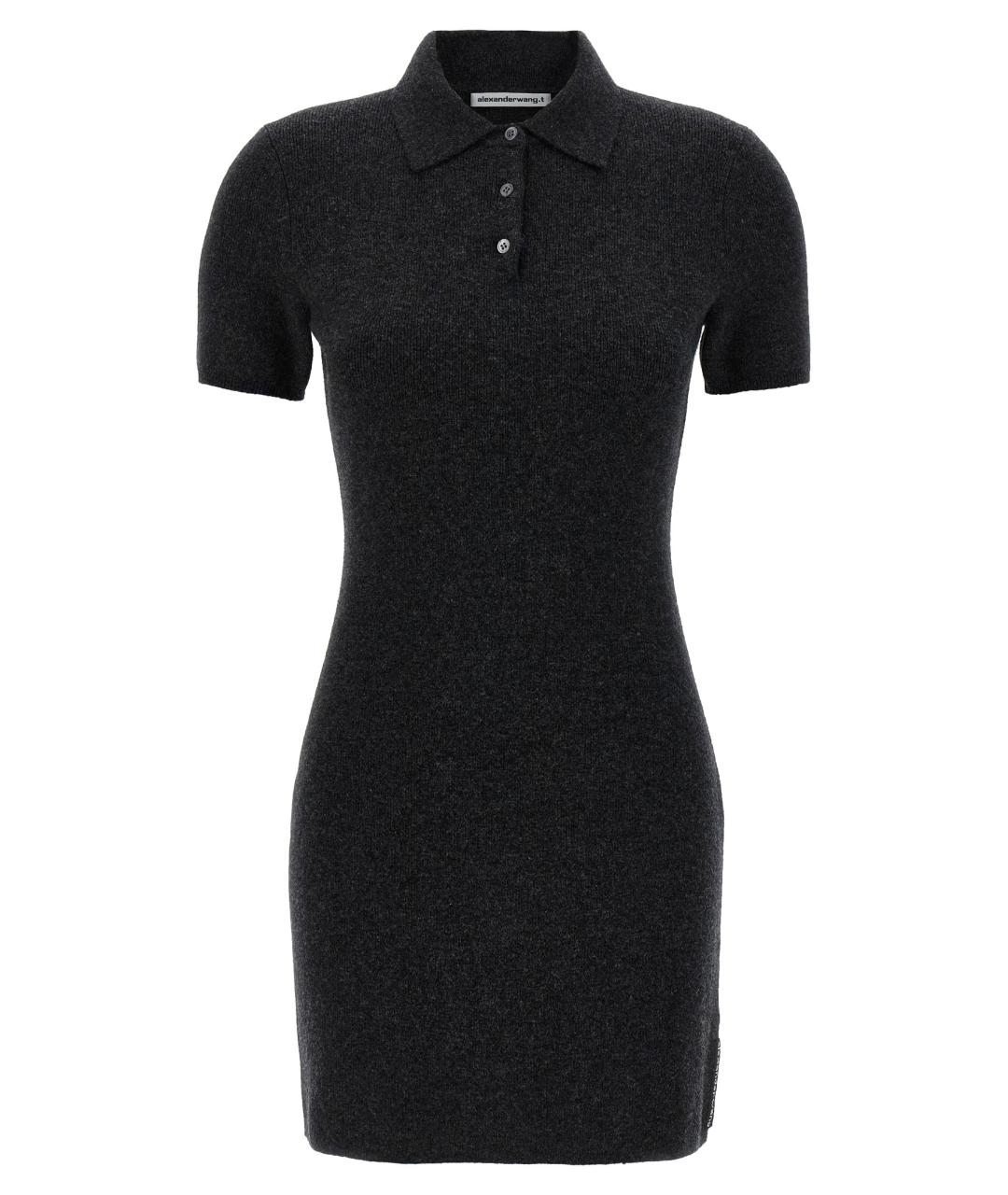 T BY ALEXANDER WANG Серое шерстяное повседневное платье, фото 1