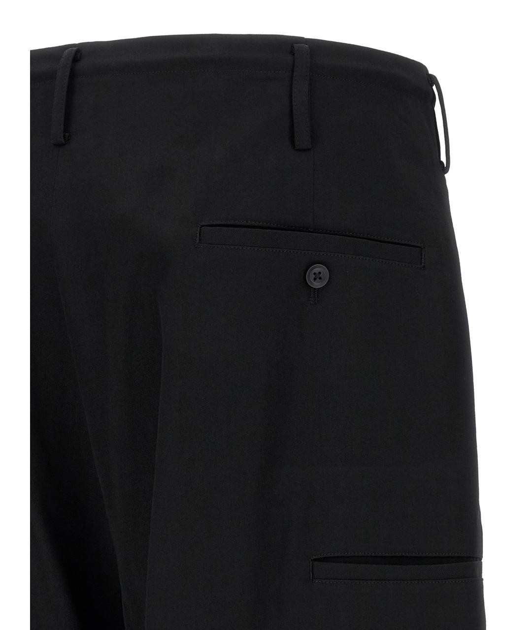 YOHJI YAMAMOTO Черные шерстяные повседневные брюки, фото 4