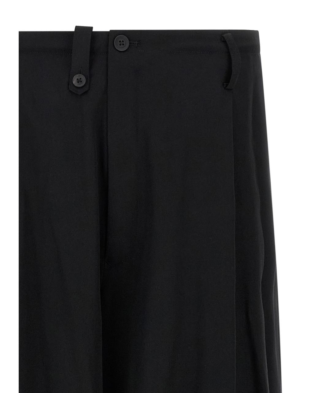 YOHJI YAMAMOTO Черные шерстяные повседневные брюки, фото 3