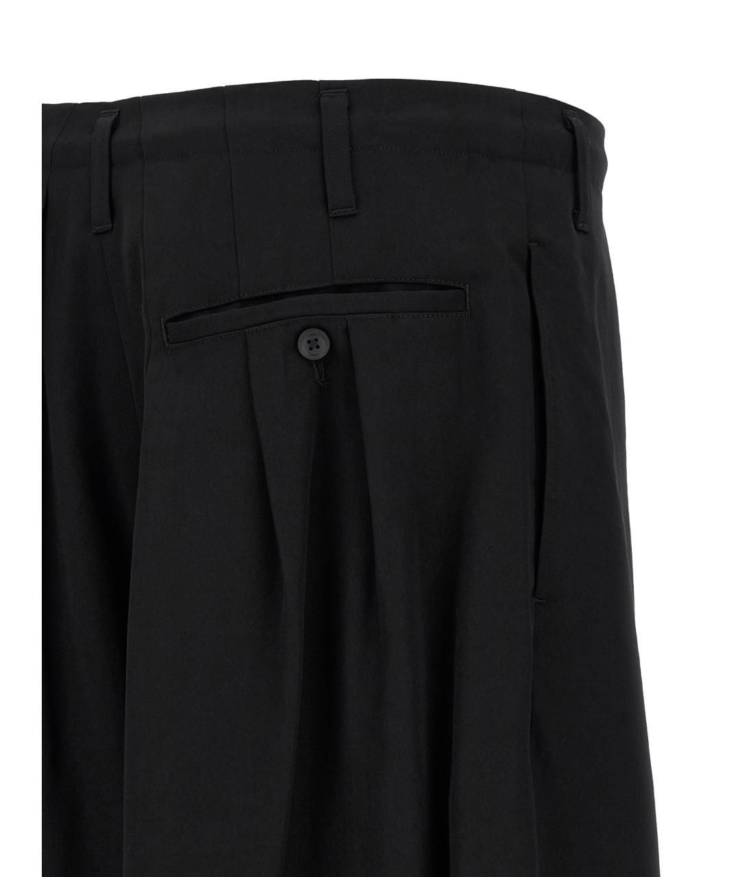 YOHJI YAMAMOTO Черные шерстяные повседневные брюки, фото 4