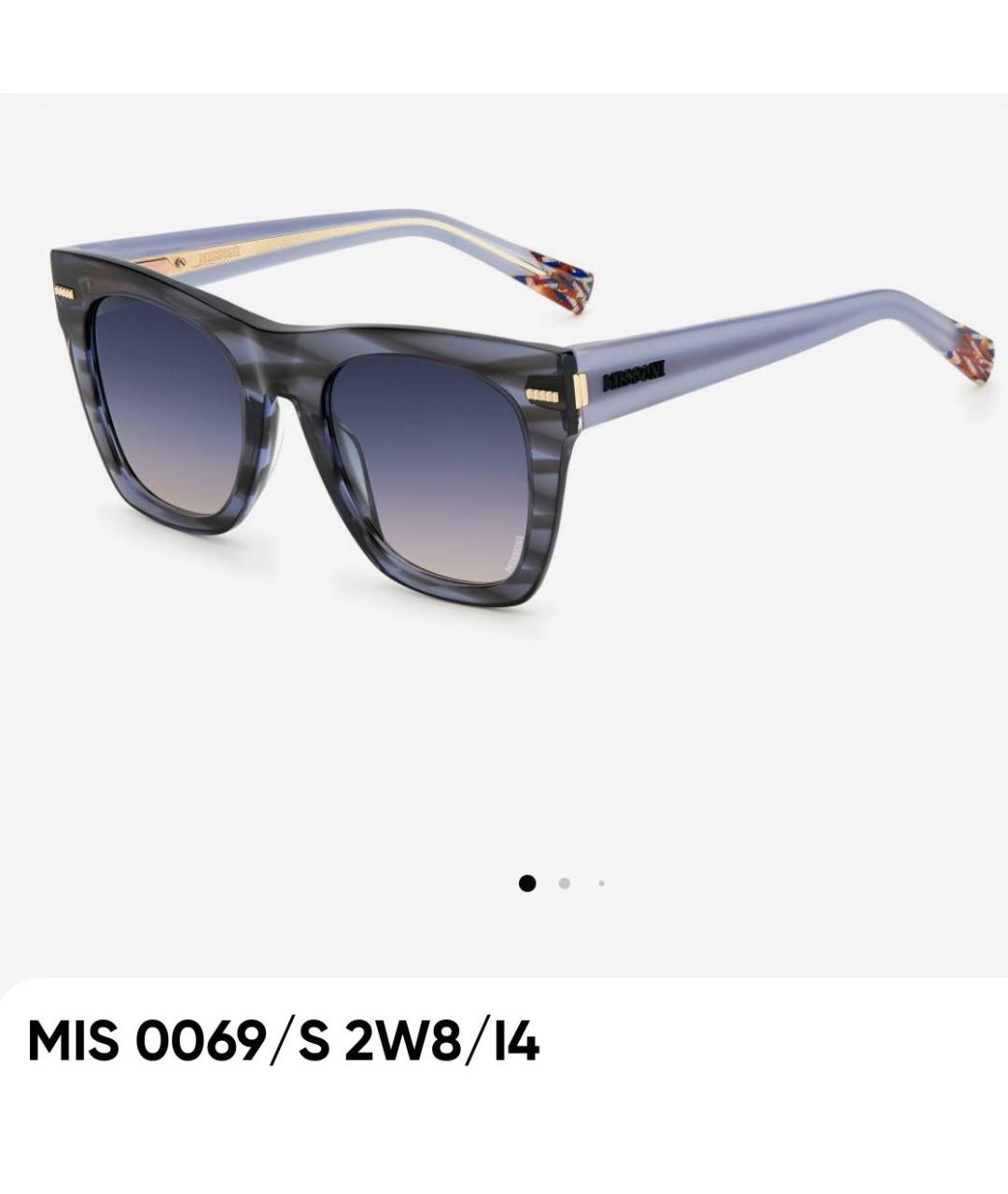MISSONI Голубые пластиковые солнцезащитные очки, фото 5