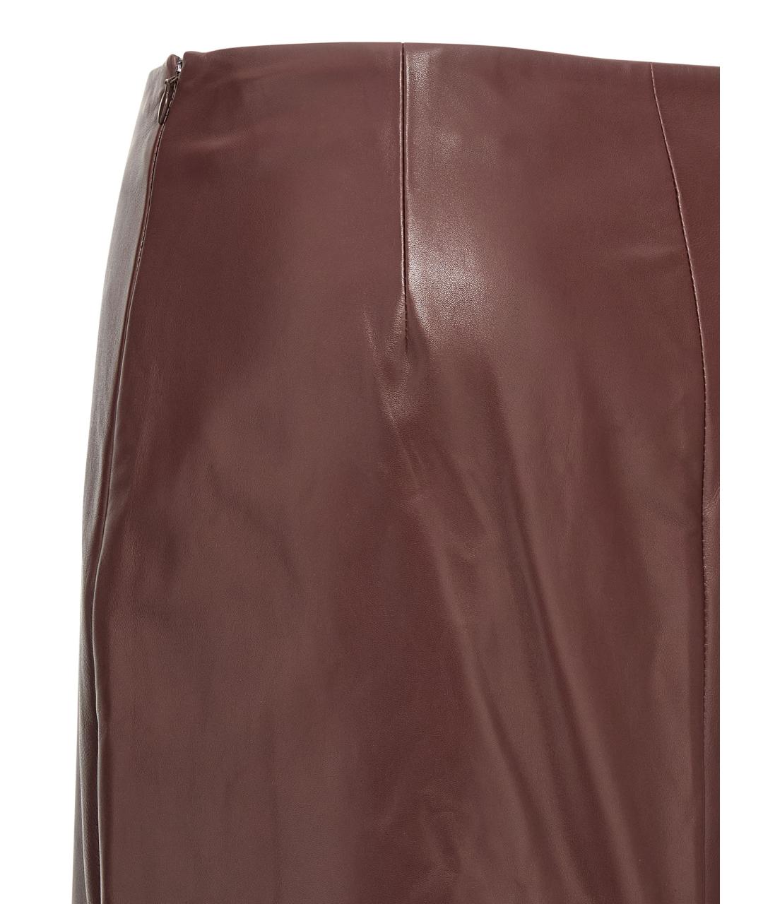 BRUNELLO CUCINELLI Бордовая кожаная юбка макси, фото 4