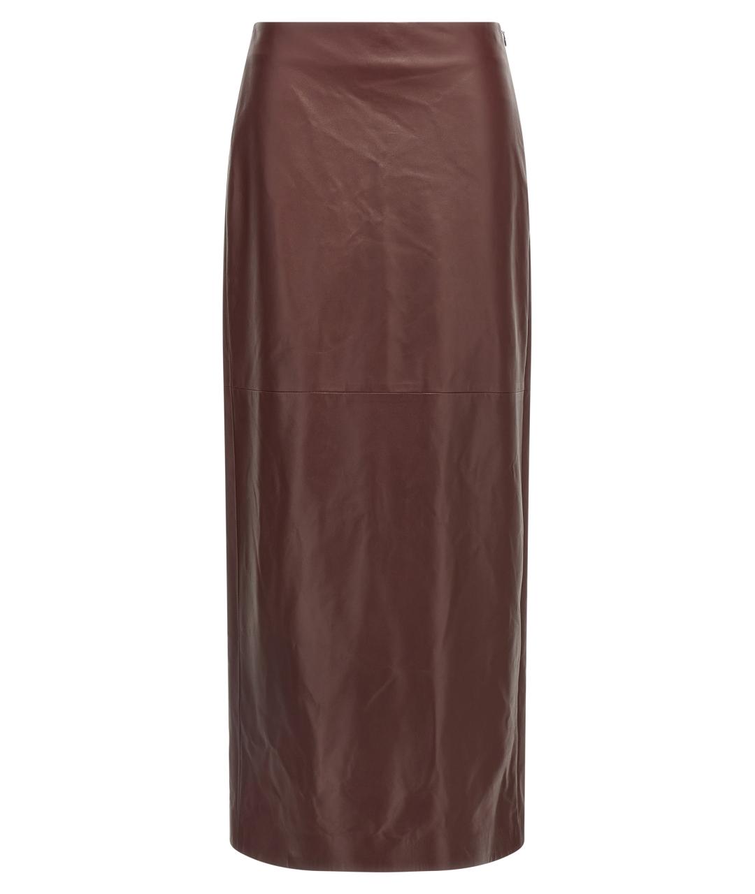 BRUNELLO CUCINELLI Бордовая кожаная юбка макси, фото 1