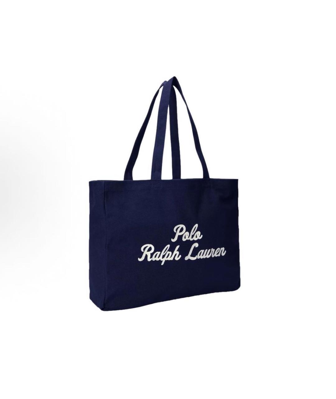 POLO RALPH LAUREN Темно-синяя хлопковая сумка тоут, фото 2