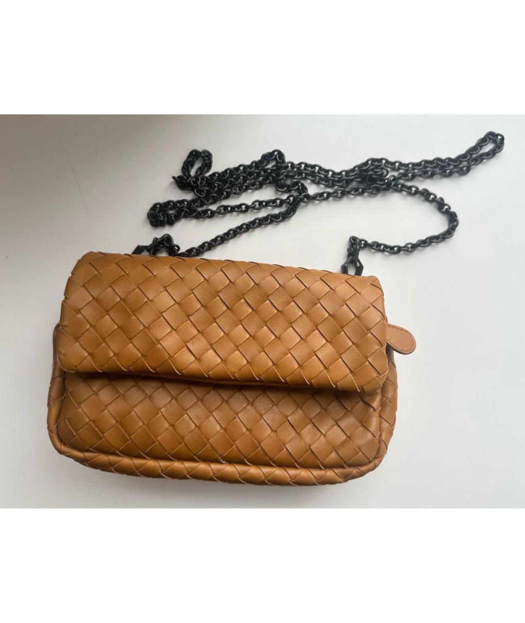 BOTTEGA VENETA Коричневая кожаная сумка через плечо, фото 4