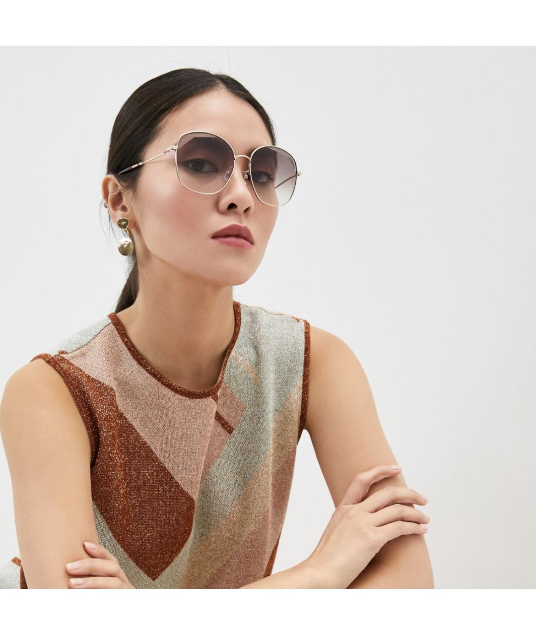 MISSONI Золотые металлические солнцезащитные очки, фото 5