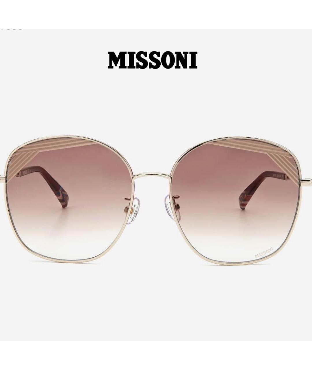MISSONI Золотые металлические солнцезащитные очки, фото 6