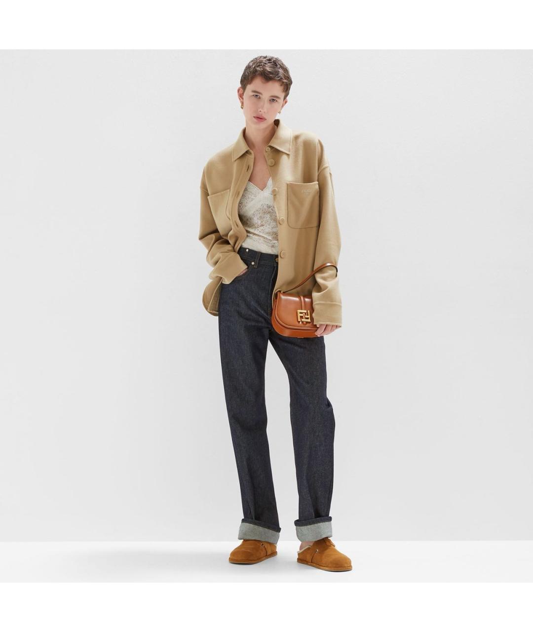 FENDI Бежевые замшевые сабо, фото 3