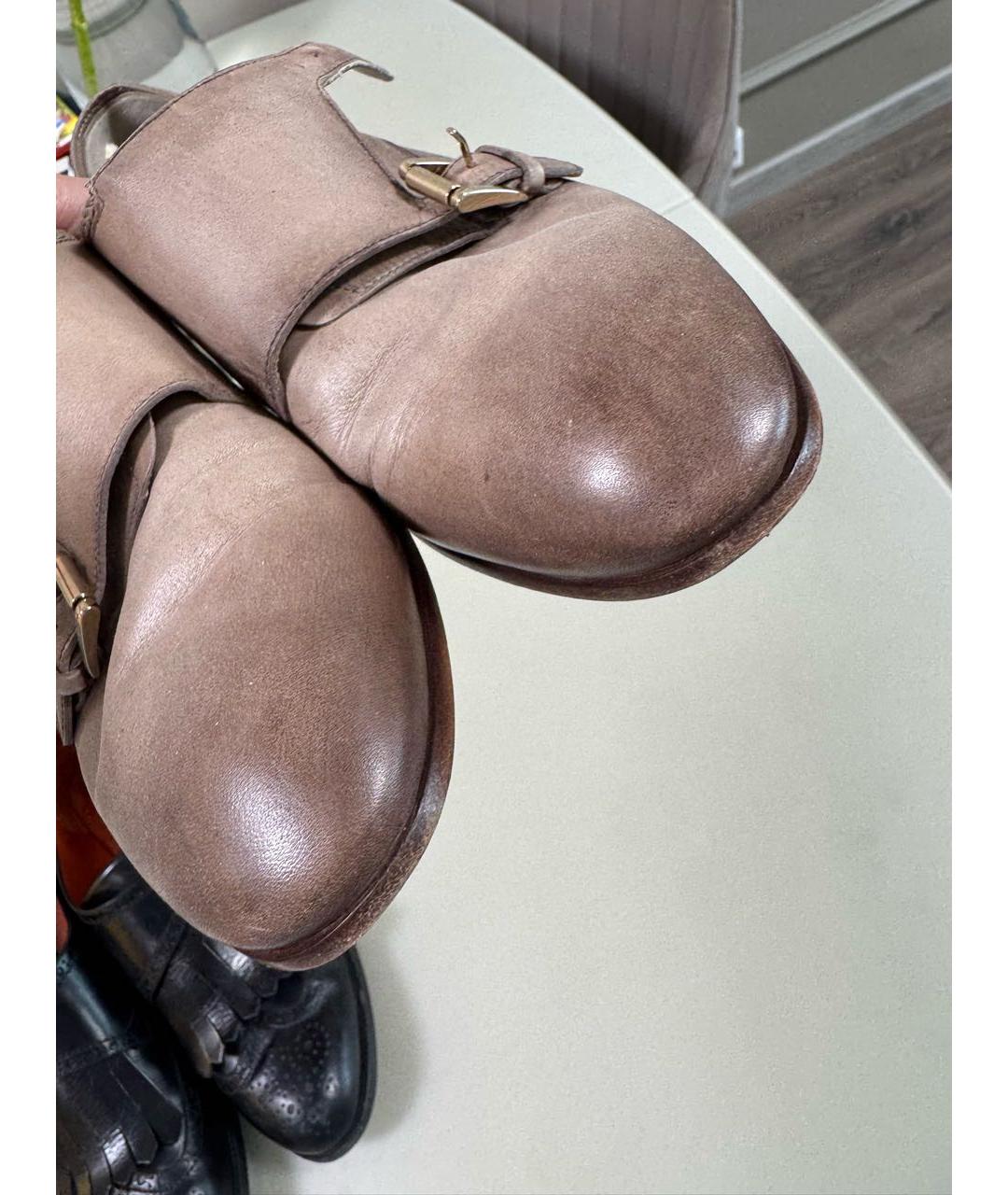 SANTONI Бежевые кожаные брогги и оксфорды, фото 4