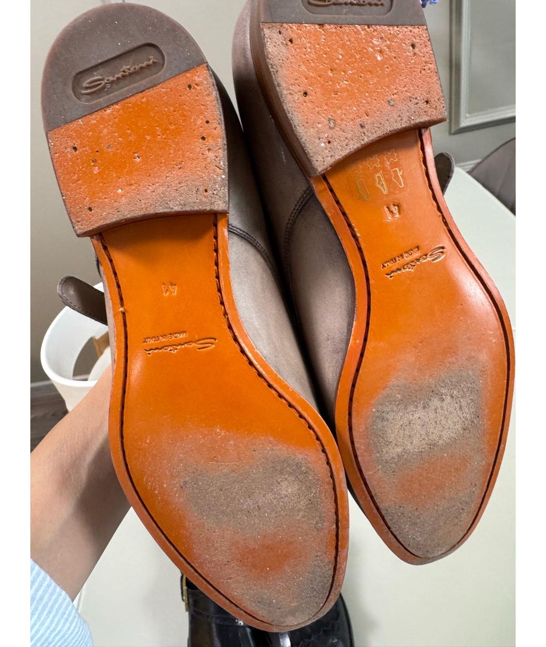 SANTONI Бежевые кожаные брогги и оксфорды, фото 3