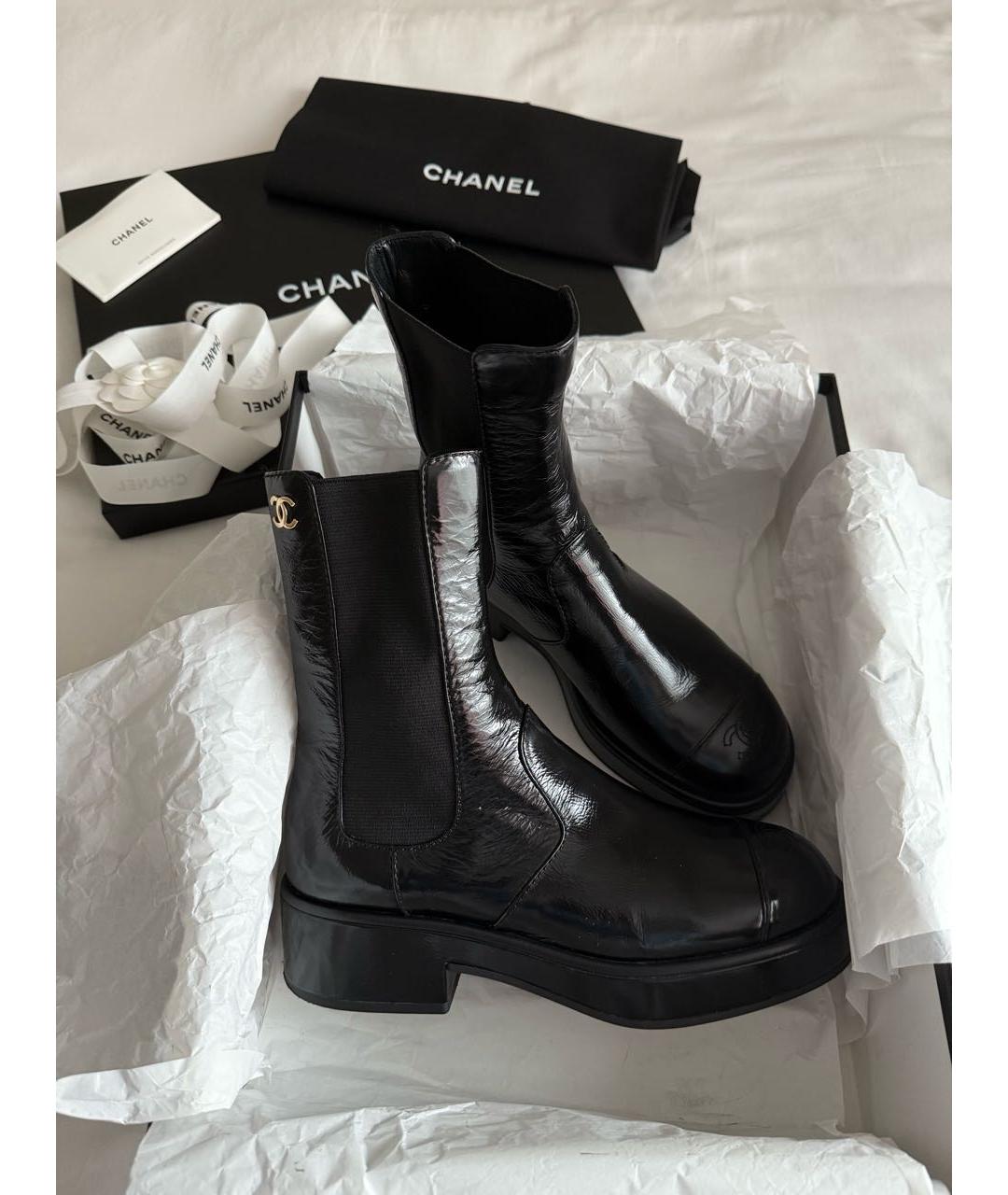CHANEL Черные кожаные ботинки, фото 2