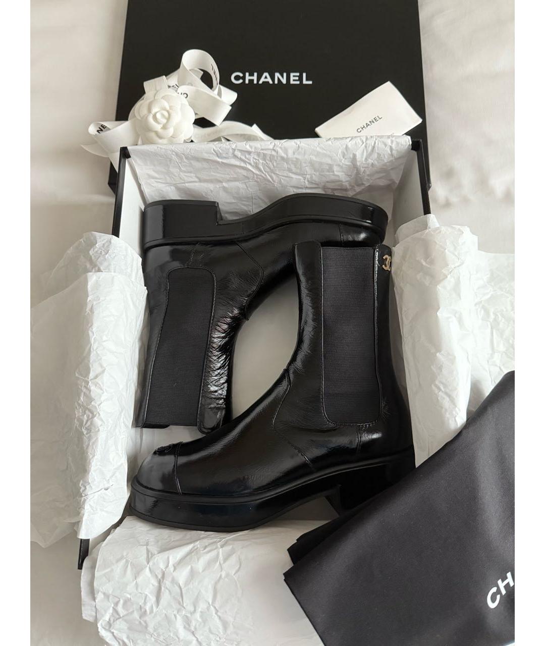 CHANEL Черные кожаные ботинки, фото 7