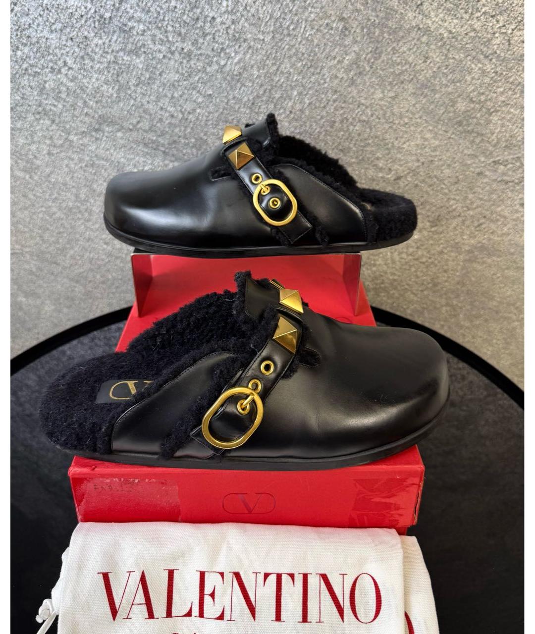 VALENTINO Черные кожаные сабо, фото 8