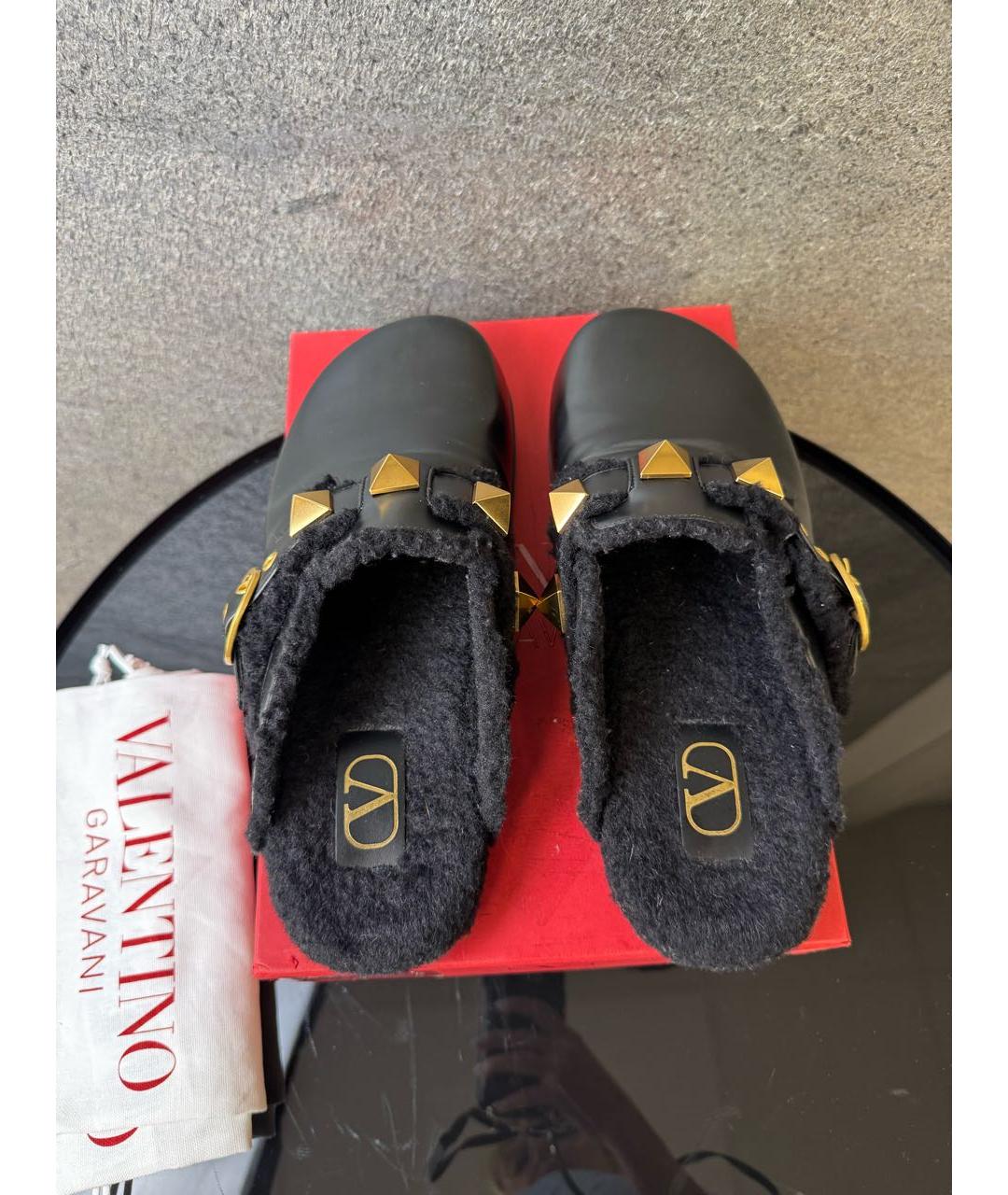 VALENTINO Черные кожаные сабо, фото 3