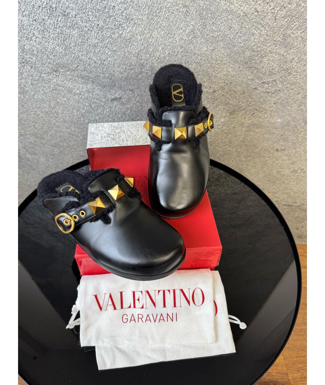 VALENTINO Черные кожаные сабо, фото 7