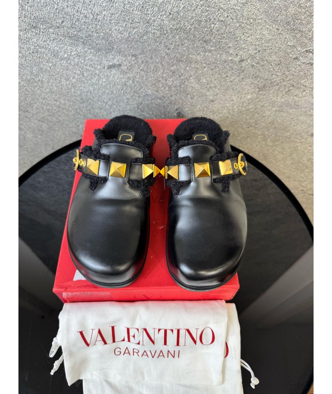 VALENTINO Черные кожаные сабо, фото 2
