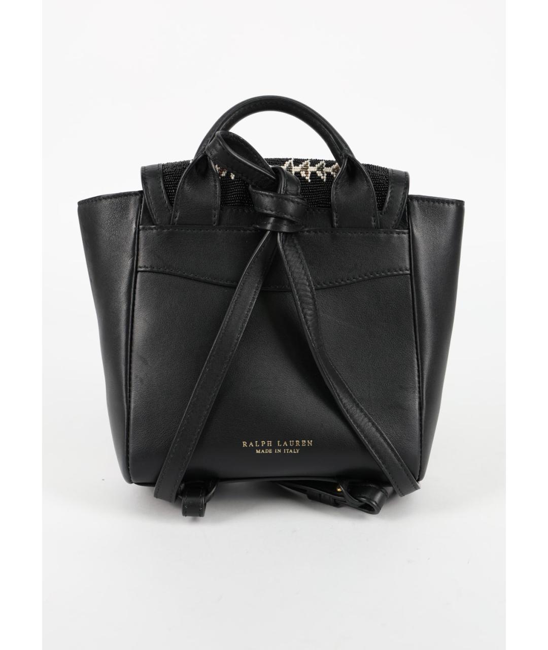 RALPH LAUREN Черный кожаный рюкзак, фото 6