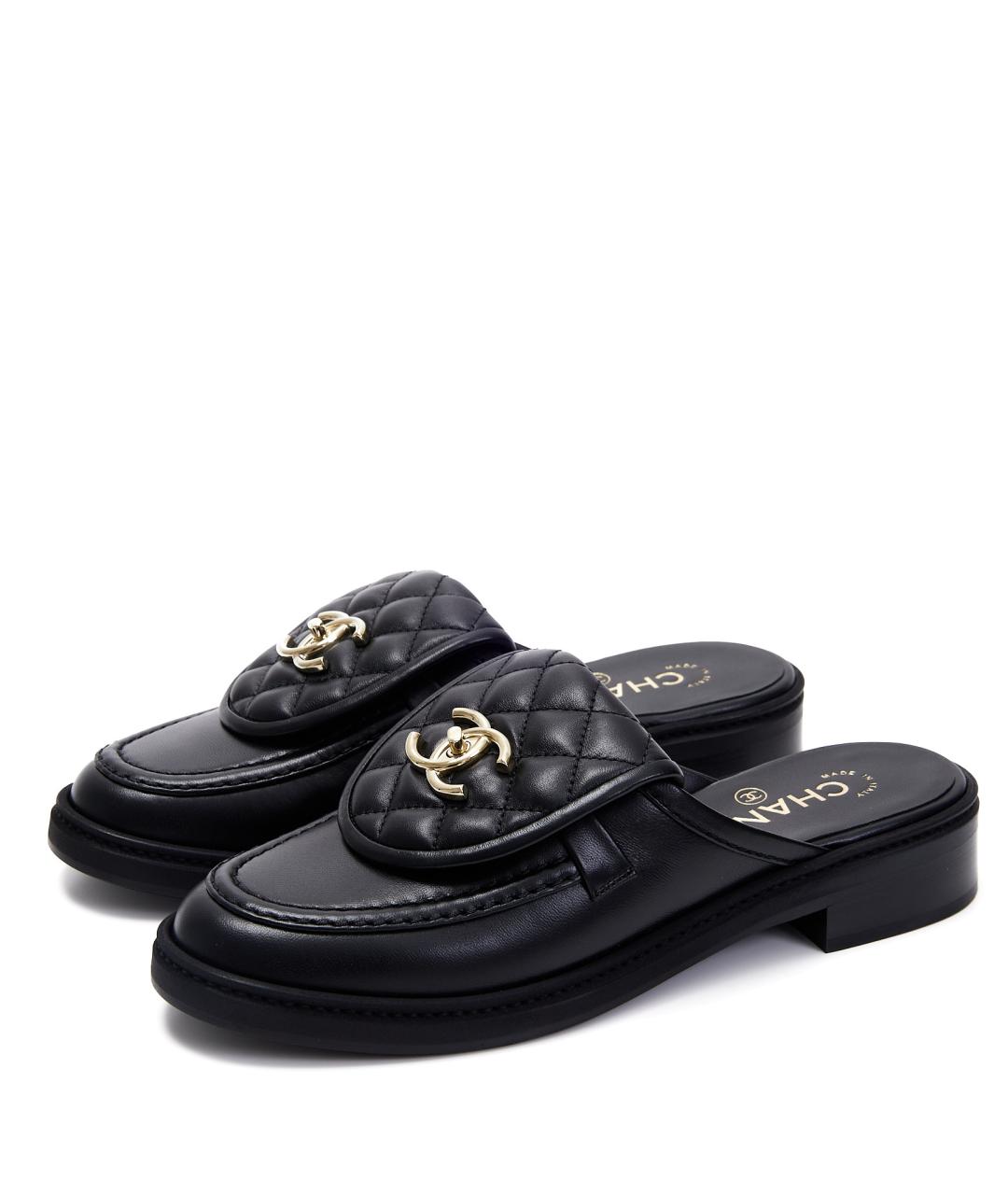 CHANEL Черные кожаные лоферы, фото 2
