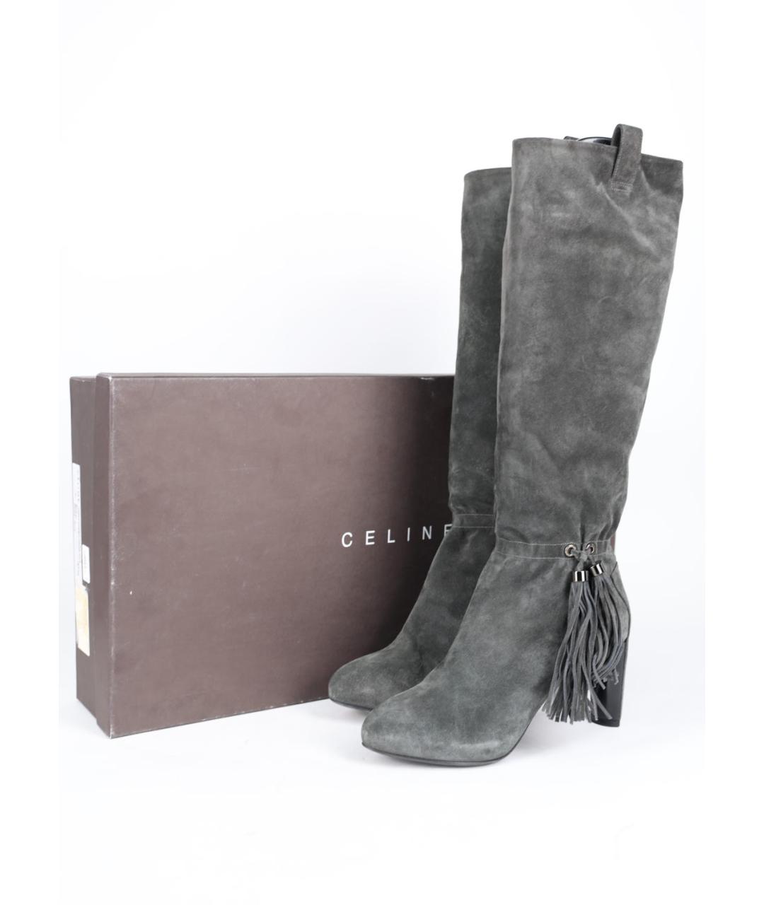 CELINE Серые замшевые сапоги, фото 6