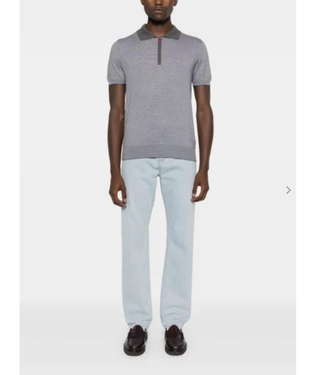 KITON Серое хлопковое поло с коротким рукавом, фото 2