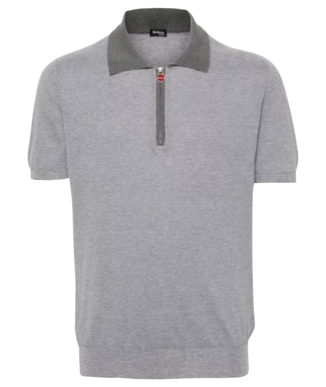 KITON Серое хлопковое поло с коротким рукавом, фото 1