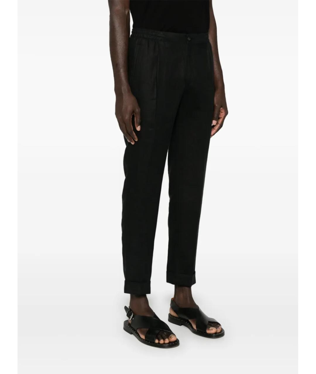 KITON Черные льняные повседневные брюки, фото 2