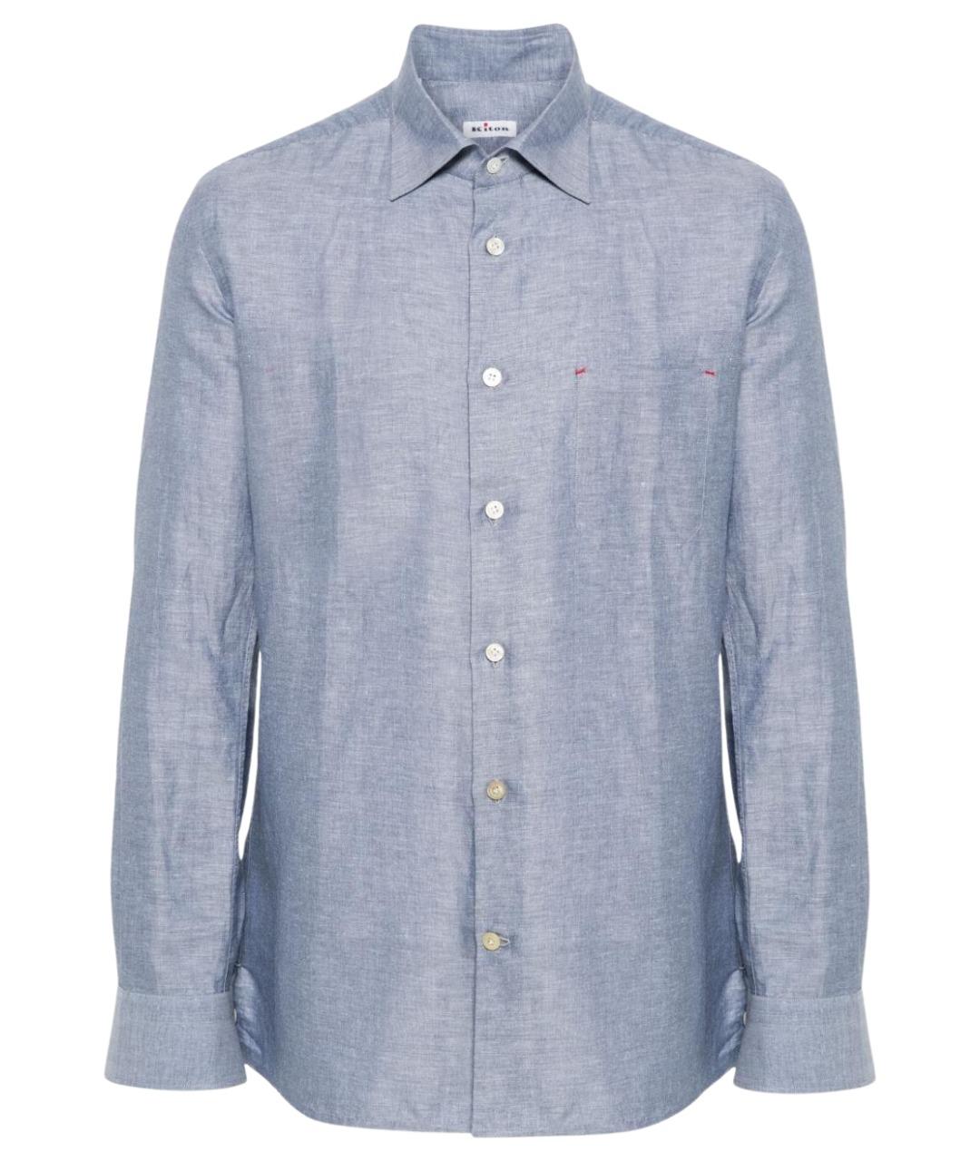 KITON Синяя льняная кэжуал рубашка, фото 1
