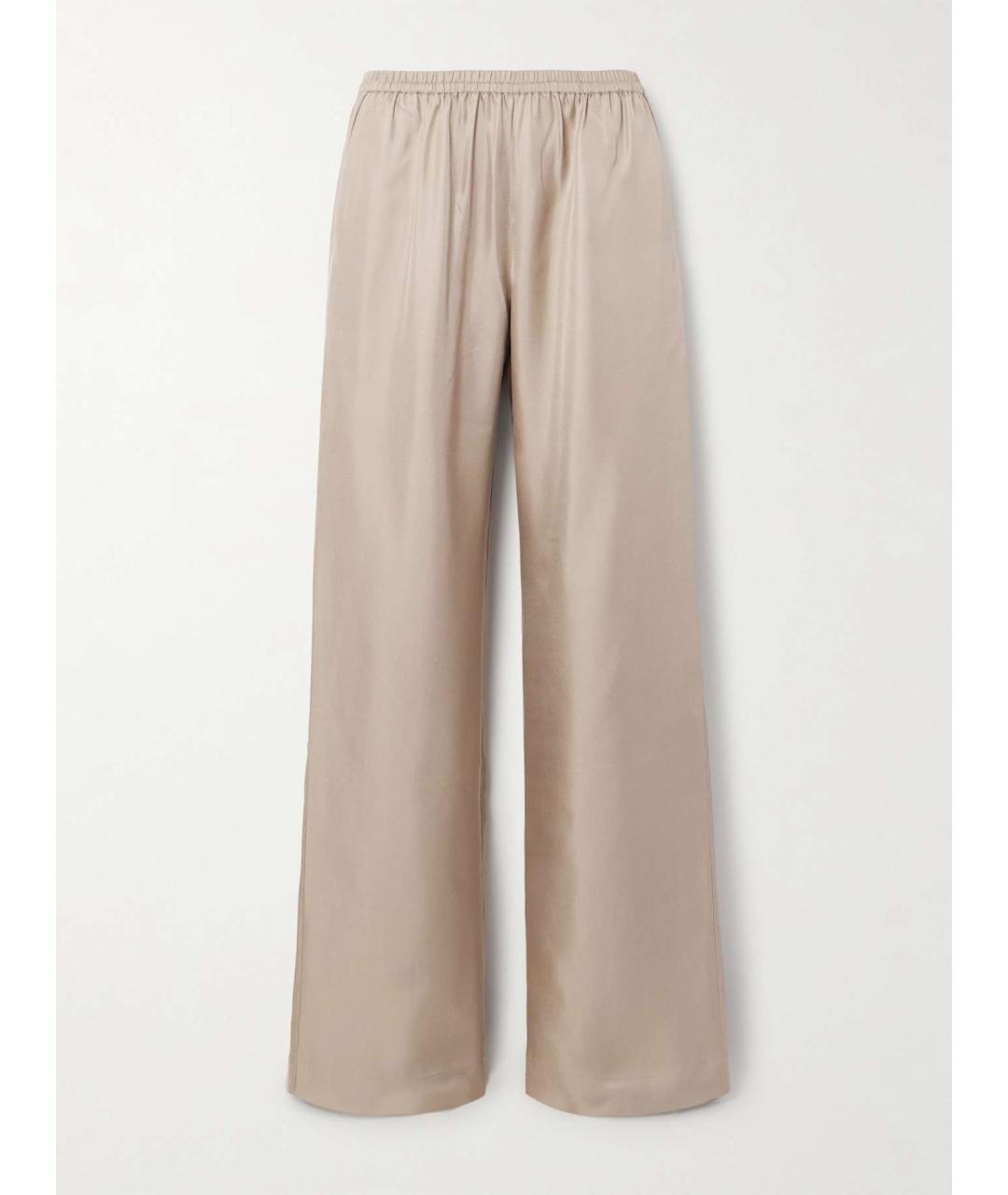 LOULOU DE SAISON Бежевые шелковые прямые брюки, фото 6