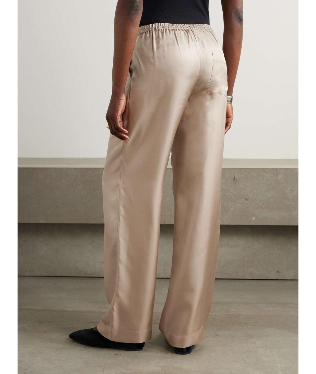 LOULOU DE SAISON Бежевые шелковые прямые брюки, фото 4