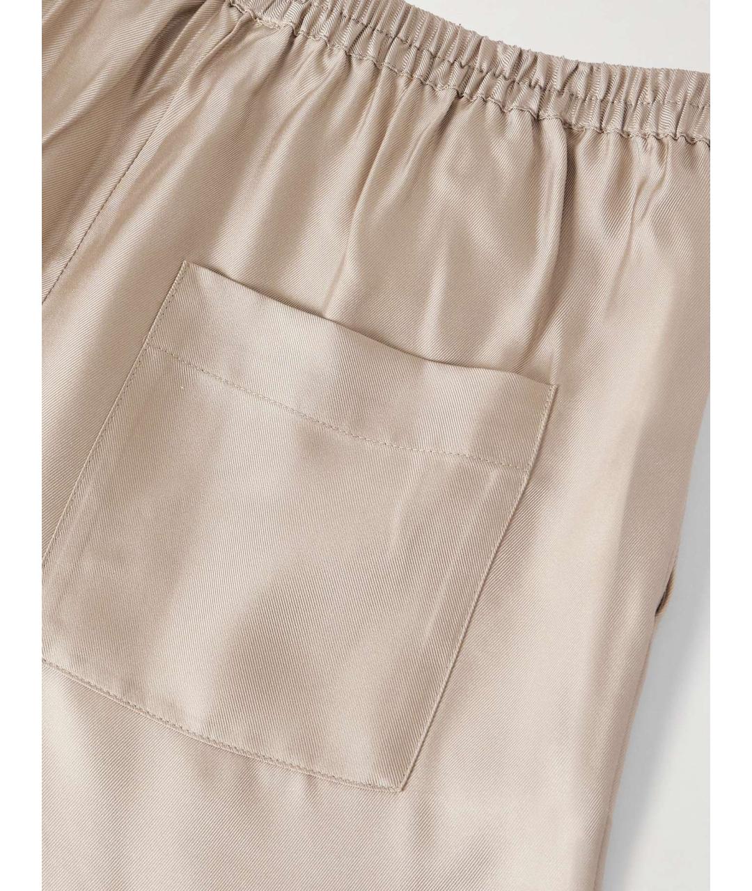 LOULOU DE SAISON Бежевые шелковые прямые брюки, фото 5